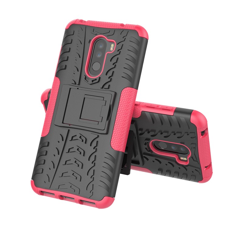 Anti-slip PC + TPU Hybrid Phone Case with Kickstand for Xiaomi Pocophone F1 / Poco F1 in India - Rose-2
