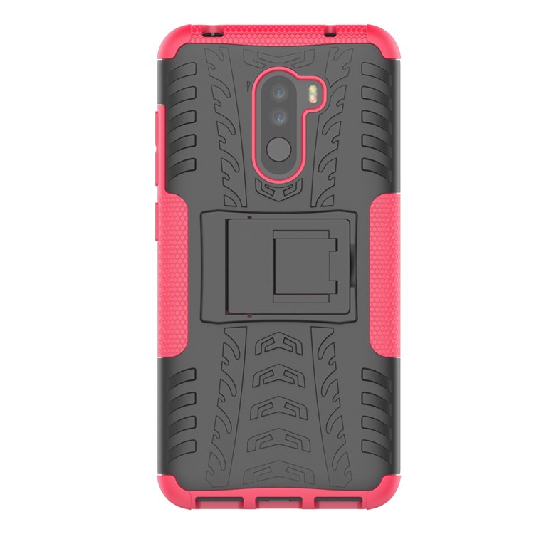 Anti-slip PC + TPU Hybrid Phone Case with Kickstand for Xiaomi Pocophone F1 / Poco F1 in India - Rose-3