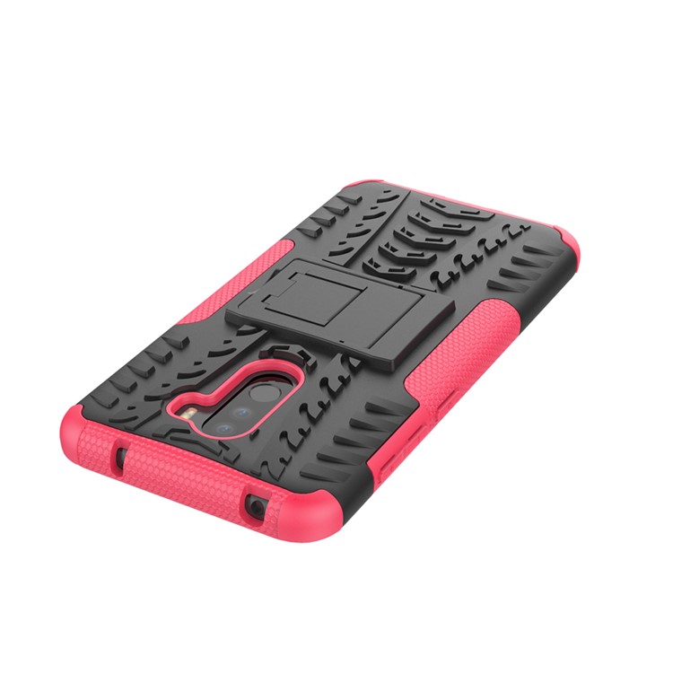 Anti-slip PC + TPU Hybrid Phone Case with Kickstand for Xiaomi Pocophone F1 / Poco F1 in India - Rose-7