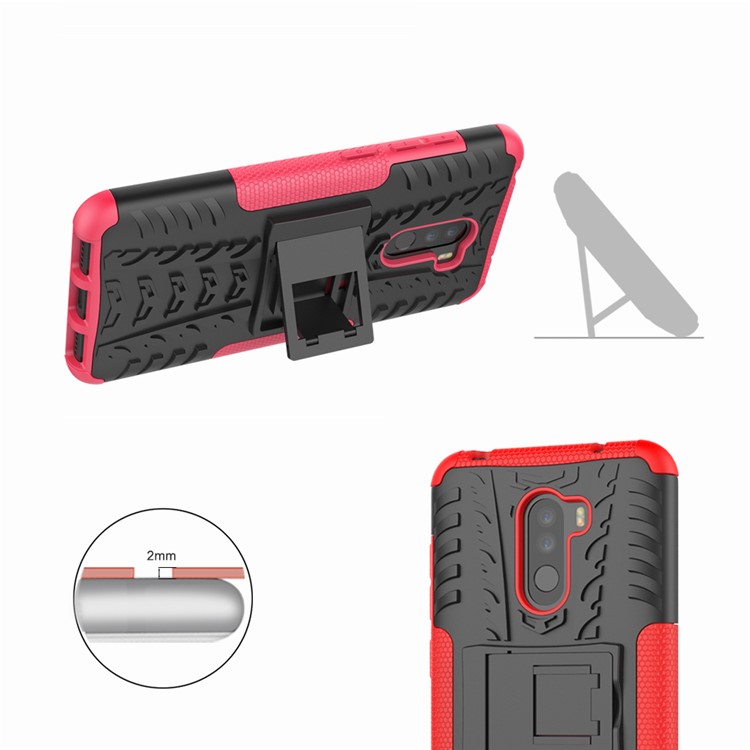Anti-slip PC + TPU Hybrid Phone Case with Kickstand for Xiaomi Pocophone F1 / Poco F1 in India - Rose-9