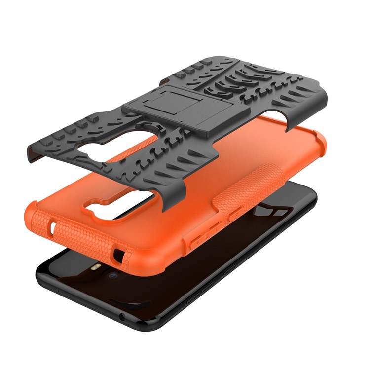 Anti-slip PC + TPU Combo Case with Kickstand for Xiaomi Pocophone F1 / Poco F1 in India - Orange-8