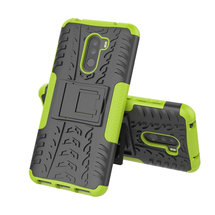 Anti-slip PC + TPU Hybrid Protection Case with Kickstand for Xiaomi Pocophone F1 / Poco F1 in India - Green-2