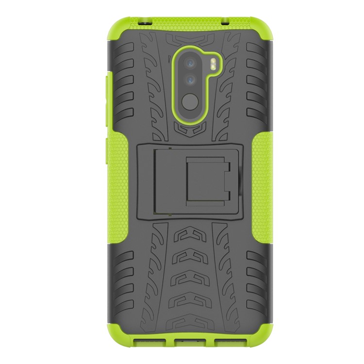 Anti-slip PC + TPU Hybrid Protection Case with Kickstand for Xiaomi Pocophone F1 / Poco F1 in India - Green-3