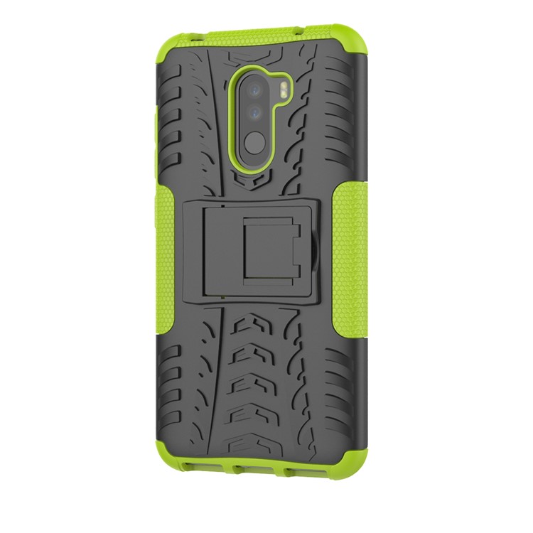 Anti-slip PC + TPU Hybrid Protection Case with Kickstand for Xiaomi Pocophone F1 / Poco F1 in India - Green-5