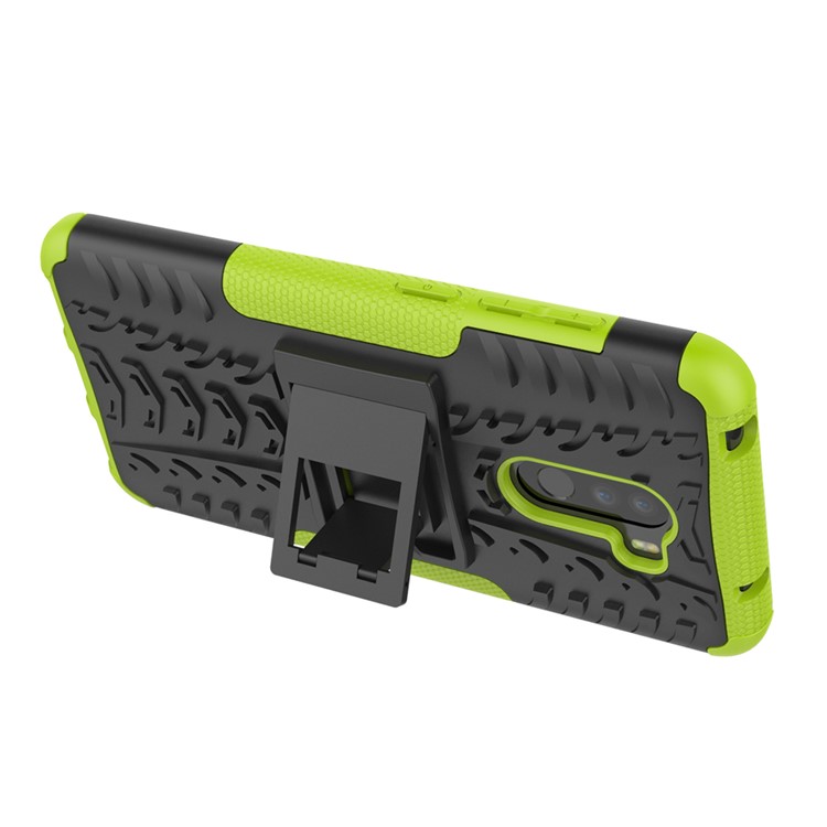 Anti-slip PC + TPU Hybrid Protection Case with Kickstand for Xiaomi Pocophone F1 / Poco F1 in India - Green-6