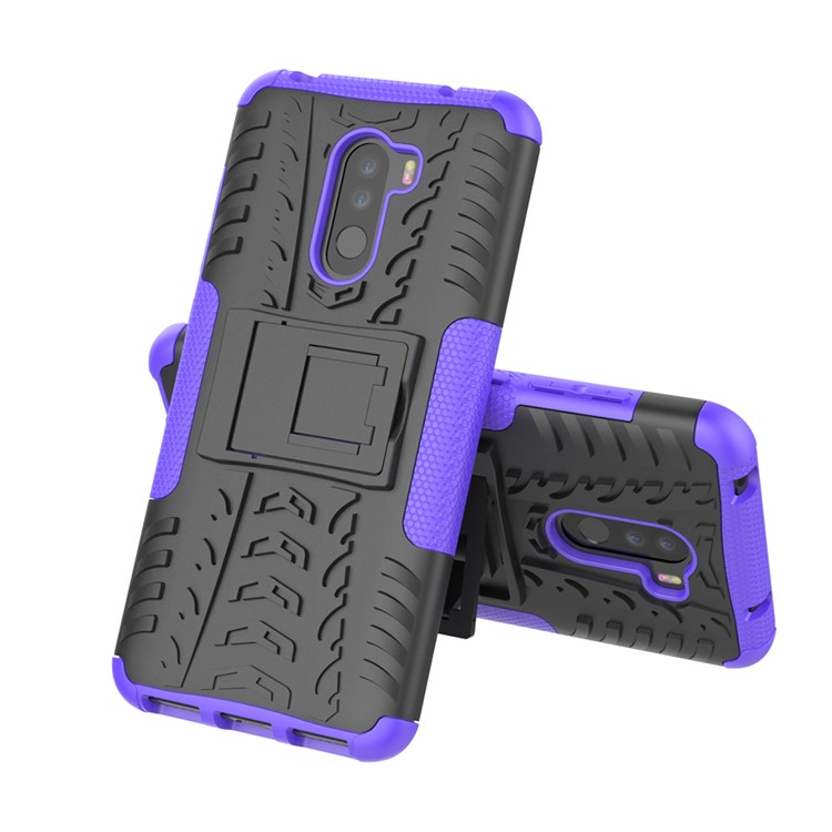 Anti-slip PC + TPU Combo Cover Case with Kickstand for Xiaomi Pocophone F1 / Poco F1 in India - Purple-2