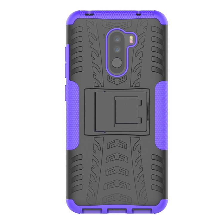 Anti-slip PC + TPU Combo Cover Case with Kickstand for Xiaomi Pocophone F1 / Poco F1 in India - Purple-3
