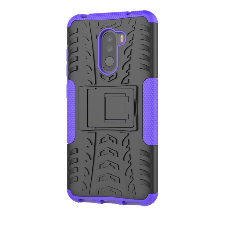 Anti-slip PC + TPU Combo Cover Case with Kickstand for Xiaomi Pocophone F1 / Poco F1 in India - Purple-5