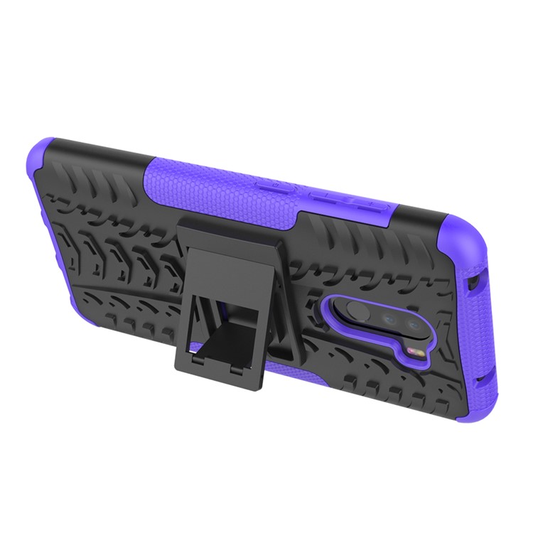 Anti-slip PC + TPU Combo Cover Case with Kickstand for Xiaomi Pocophone F1 / Poco F1 in India - Purple-6