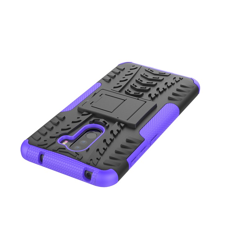Anti-slip PC + TPU Combo Cover Case with Kickstand for Xiaomi Pocophone F1 / Poco F1 in India - Purple-7