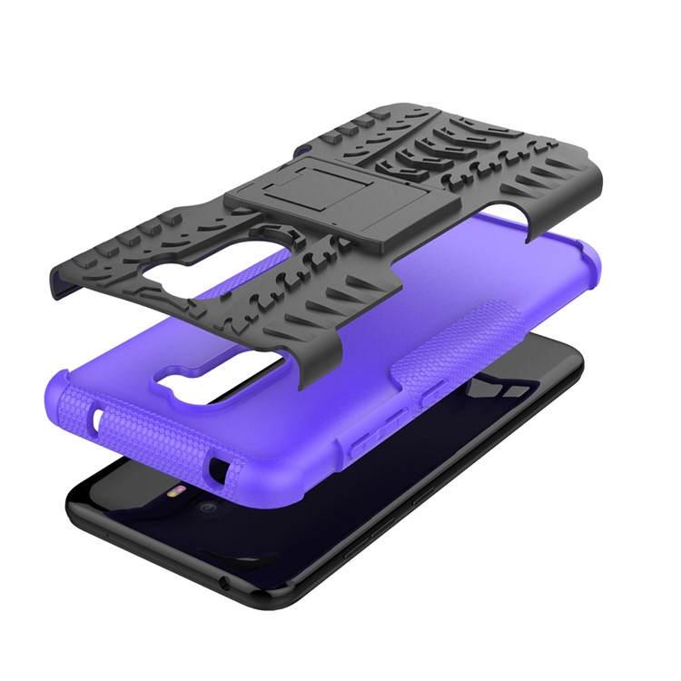 Anti-slip PC + TPU Combo Cover Case with Kickstand for Xiaomi Pocophone F1 / Poco F1 in India - Purple-8