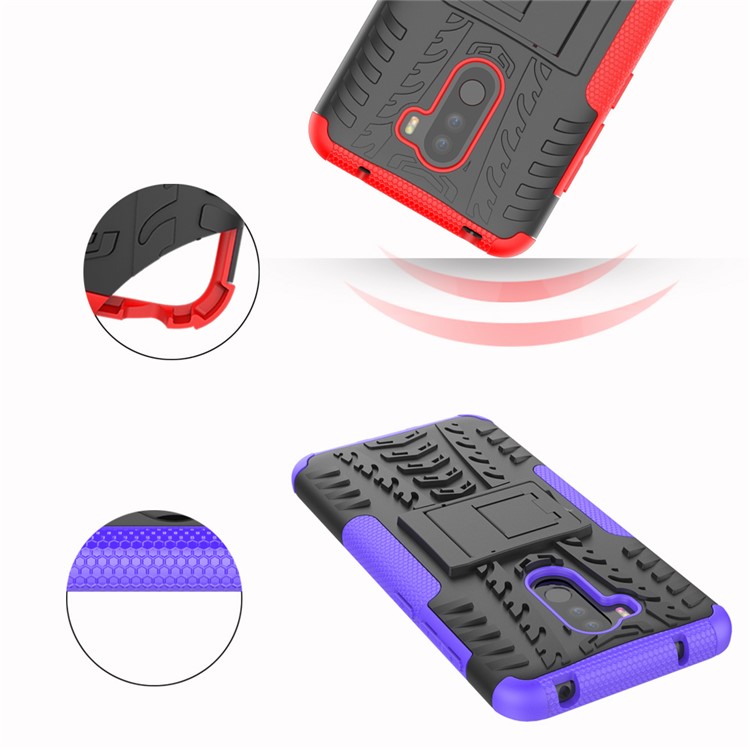 Anti-slip PC + TPU Combo Cover Case with Kickstand for Xiaomi Pocophone F1 / Poco F1 in India - Purple-9