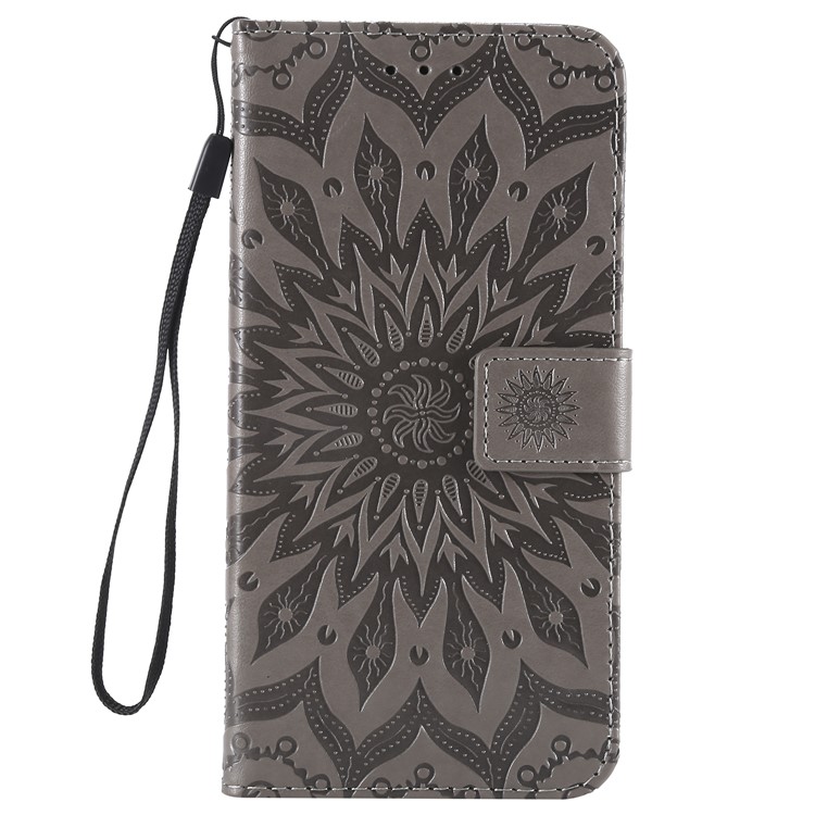 Leather Wallet Case for Xiaomi Pocophone F1 / Poco F1 (India) | Imprint Sunflower | Stand - Grey-2