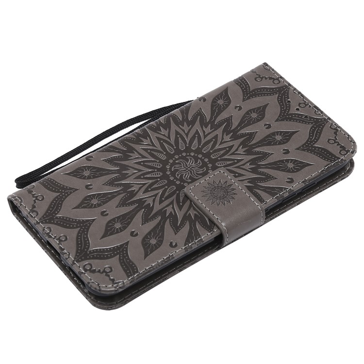 Leather Wallet Case for Xiaomi Pocophone F1 / Poco F1 (India) | Imprint Sunflower | Stand - Grey-5