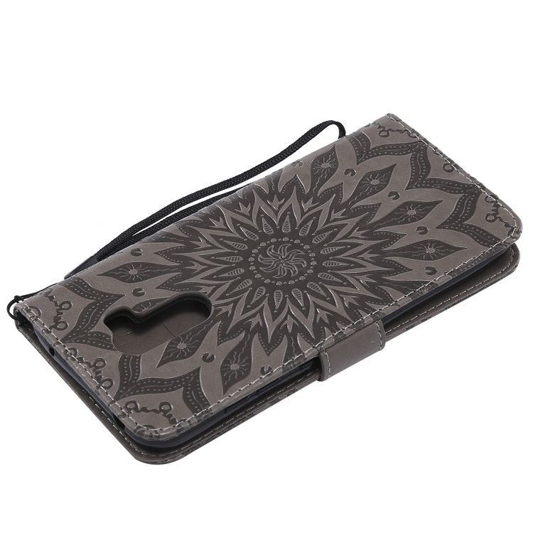 Leather Wallet Case for Xiaomi Pocophone F1 / Poco F1 (India) | Imprint Sunflower | Stand - Grey-6