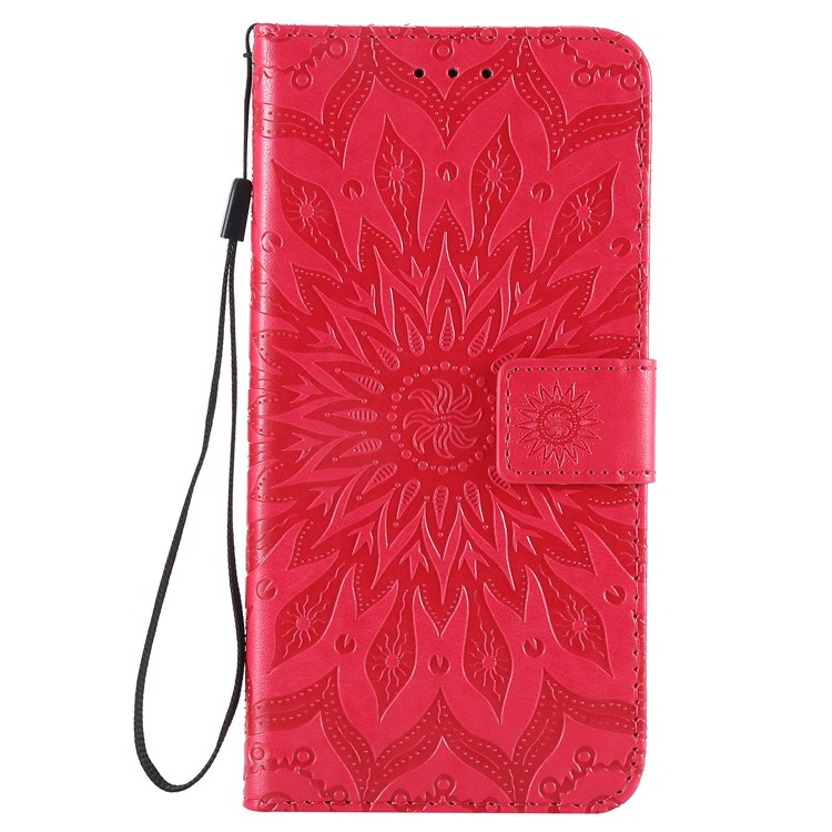 Leather Wallet Cover for Xiaomi Pocophone F1 / Poco F1 (India) | Imprint Sunflower | Stand - Red-2