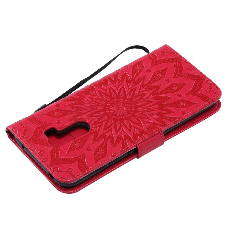 Leather Wallet Cover for Xiaomi Pocophone F1 / Poco F1 (India) | Imprint Sunflower | Stand - Red-6