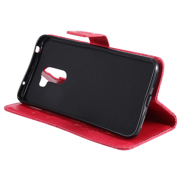 Leather Wallet Cover for Xiaomi Pocophone F1 / Poco F1 (India) | Imprint Sunflower | Stand - Red-8