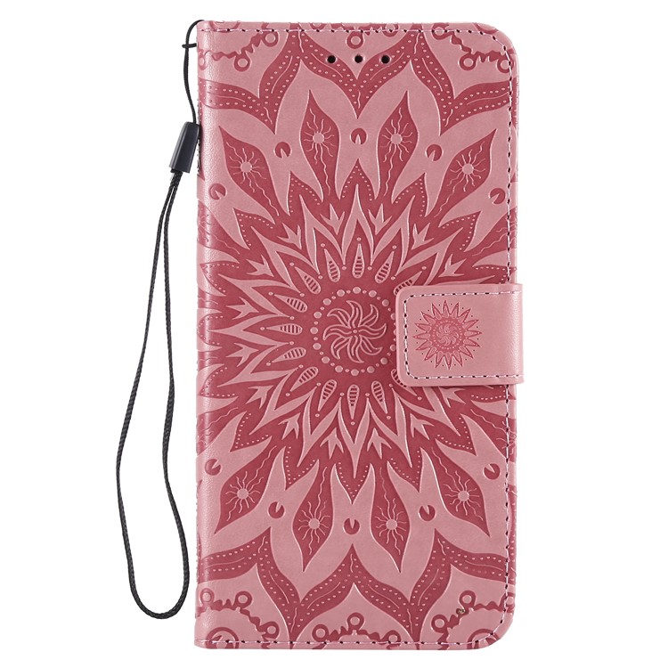 Leather Wallet Flip Casing for Xiaomi Pocophone F1 / Poco F1 (India) | Imprint Sunflower | Stand - Pink-2