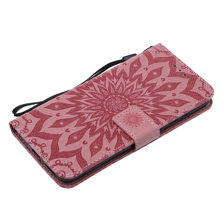 Leather Wallet Flip Casing for Xiaomi Pocophone F1 / Poco F1 (India) | Imprint Sunflower | Stand - Pink-5
