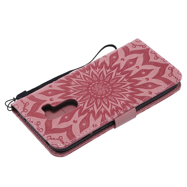Leather Wallet Flip Casing for Xiaomi Pocophone F1 / Poco F1 (India) | Imprint Sunflower | Stand - Pink-6
