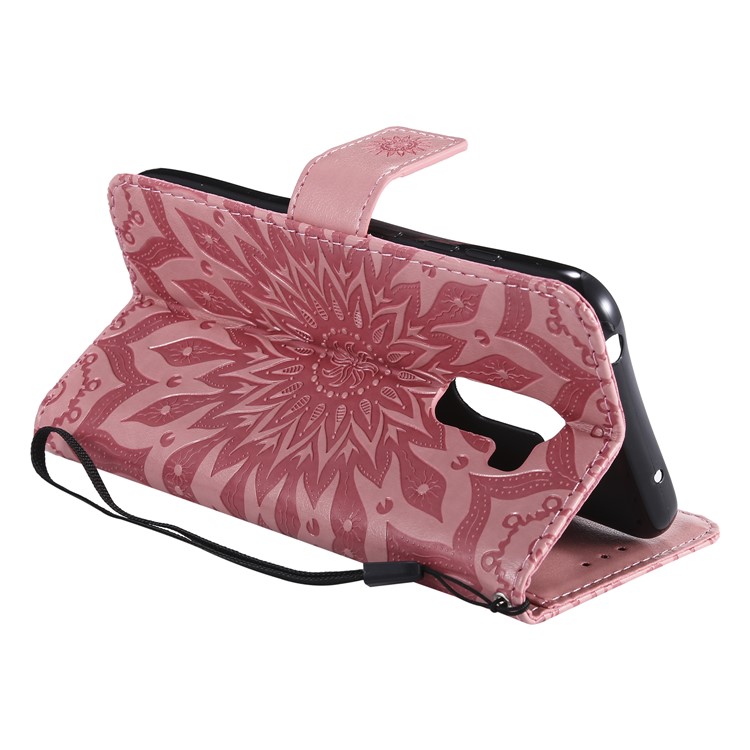 Leather Wallet Flip Casing for Xiaomi Pocophone F1 / Poco F1 (India) | Imprint Sunflower | Stand - Pink-7