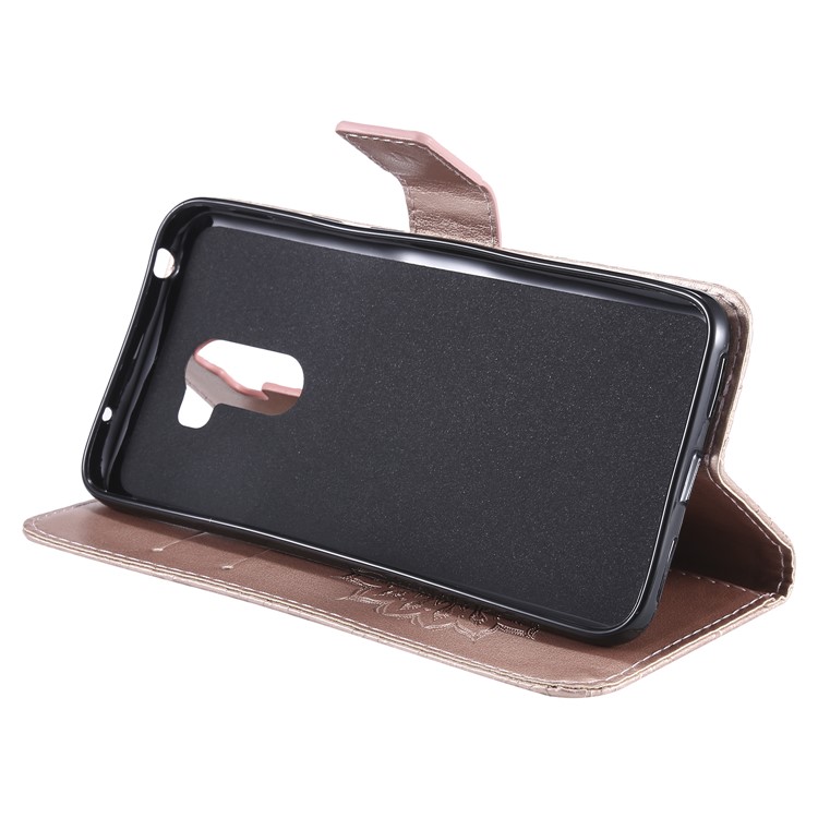 Leather Wallet Protective Cover for Xiaomi Pocophone F1 / Poco F1 (India) | Imprint Sunflower | Stand - Rose Gold-8