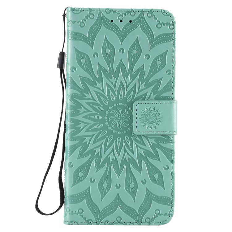 Leather Wallet Shell for Xiaomi Pocophone F1 / Poco F1 (India) | Imprint Sunflower | Stand - Green-2