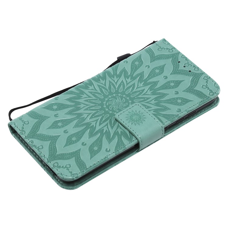 Leather Wallet Shell for Xiaomi Pocophone F1 / Poco F1 (India) | Imprint Sunflower | Stand - Green-5
