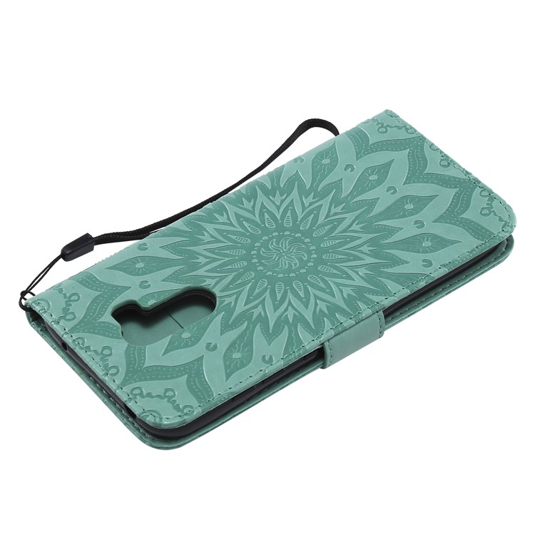 Leather Wallet Shell for Xiaomi Pocophone F1 / Poco F1 (India) | Imprint Sunflower | Stand - Green-6