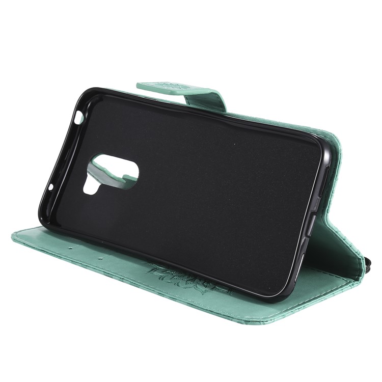 Leather Wallet Shell for Xiaomi Pocophone F1 / Poco F1 (India) | Imprint Sunflower | Stand - Green-8