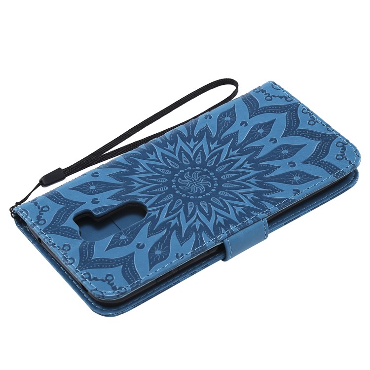Leather Wallet Mobile Cover for Xiaomi Pocophone F1 / Poco F1 (India) | Imprint Sunflower | Stand - Blue-6
