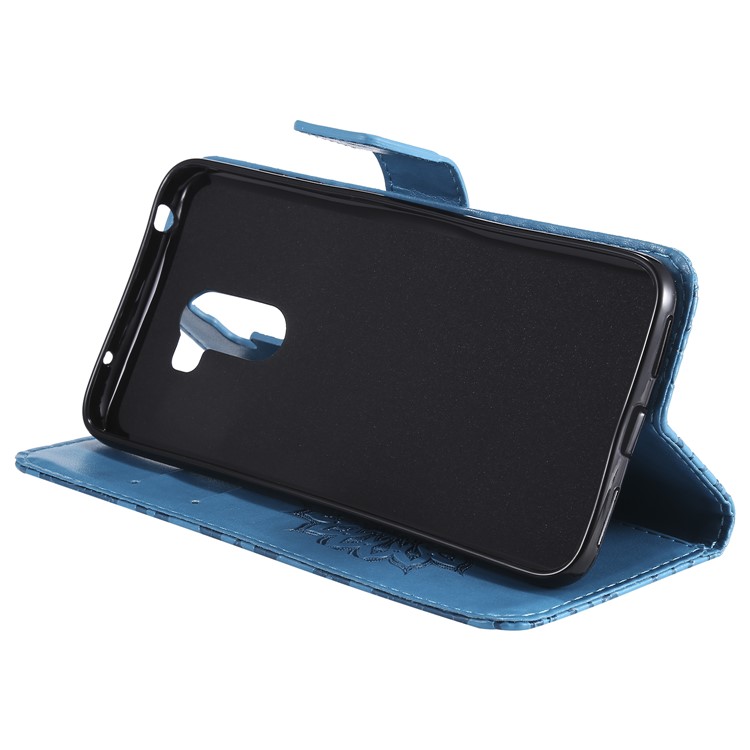 Leather Wallet Mobile Cover for Xiaomi Pocophone F1 / Poco F1 (India) | Imprint Sunflower | Stand - Blue-8