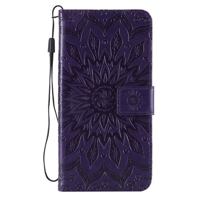Leather Wallet Cell Phone Case for Xiaomi Pocophone F1 / Poco F1 (India) | Imprint Sunflower | Stand - Purple-2