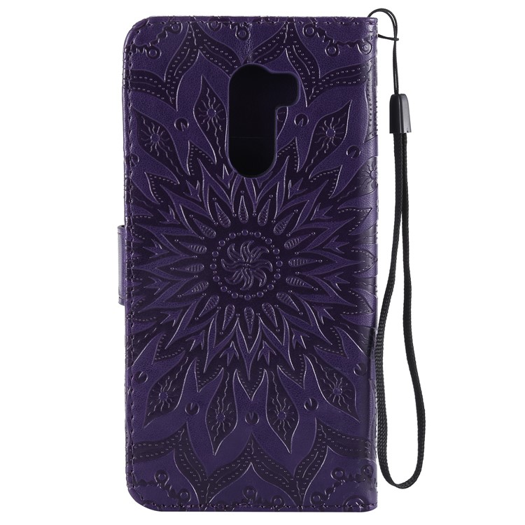 Leather Wallet Cell Phone Case for Xiaomi Pocophone F1 / Poco F1 (India) | Imprint Sunflower | Stand - Purple-3