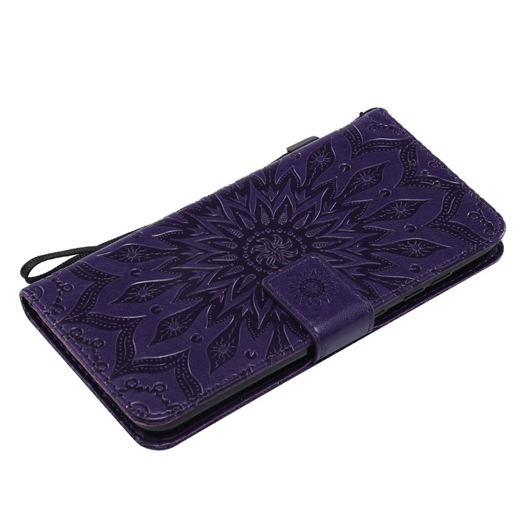Leather Wallet Cell Phone Case for Xiaomi Pocophone F1 / Poco F1 (India) | Imprint Sunflower | Stand - Purple-5