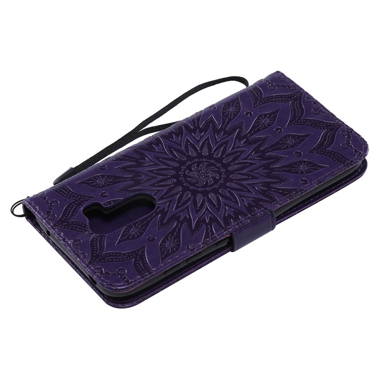 Leather Wallet Cell Phone Case for Xiaomi Pocophone F1 / Poco F1 (India) | Imprint Sunflower | Stand - Purple-6