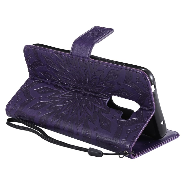 Leather Wallet Cell Phone Case for Xiaomi Pocophone F1 / Poco F1 (India) | Imprint Sunflower | Stand - Purple-7