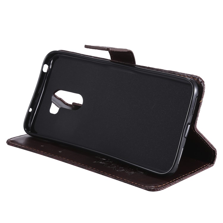 Leather Wallet Mobile Phone Casing for Xiaomi Pocophone F1 / Poco F1 (India) | Imprint Sunflower | Stand - Brown-8