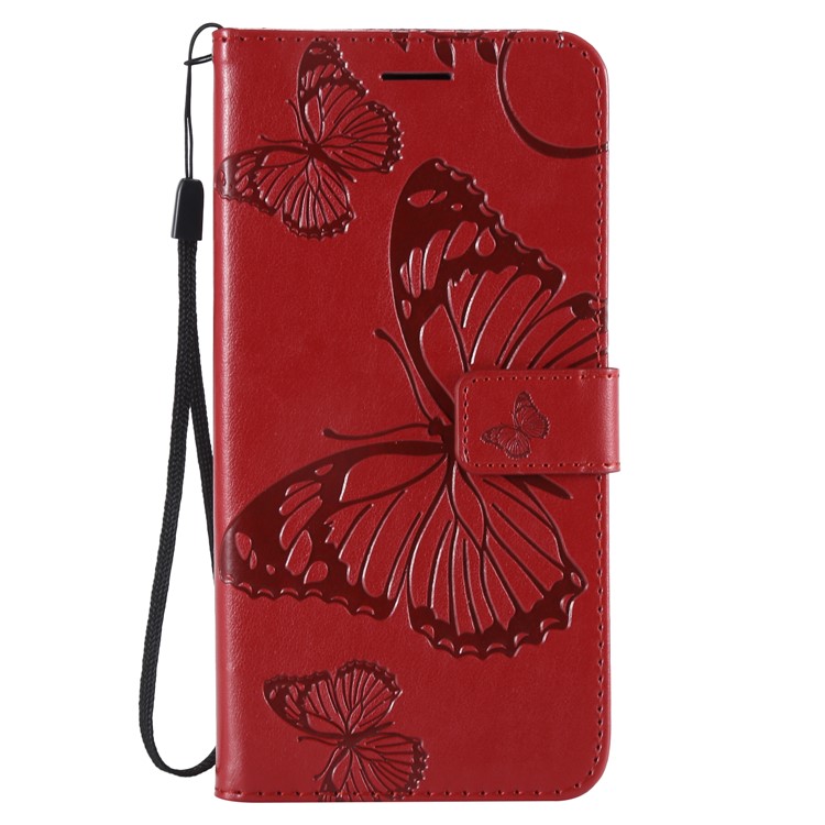 Imprint Butterfly Flower Leather Wallet Magnetic Stand Case for Xiaomi Pocophone F1 / Poco F1 (India) - Red-2
