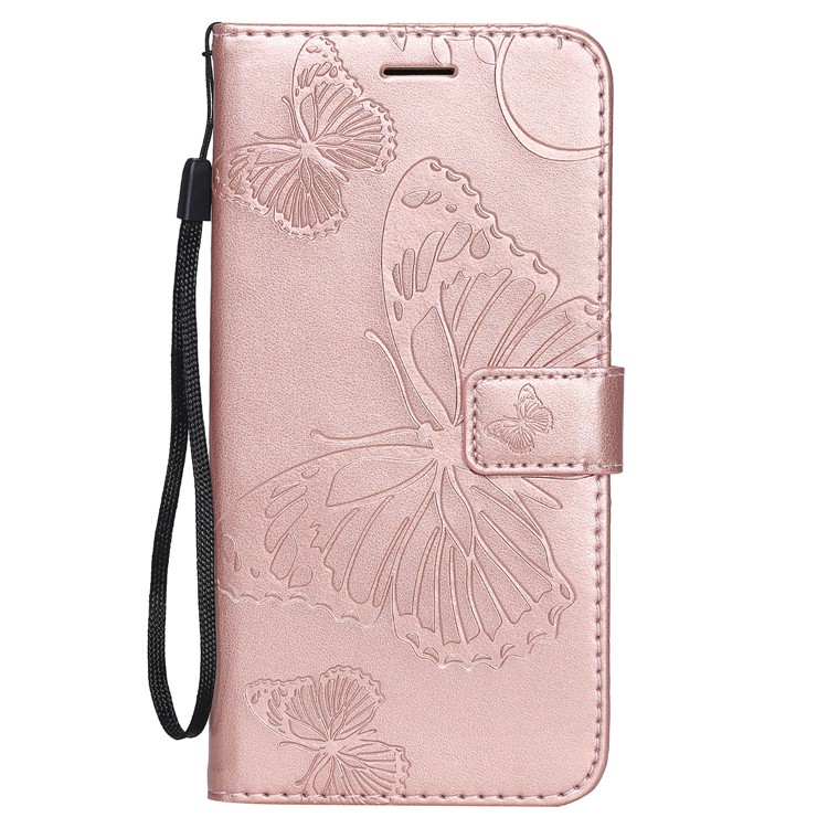 Imprint Butterfly Flower Leather Wallet Magnetic Stand Shell for Xiaomi Pocophone F1 / Poco F1 (India) - Rose Gold-2