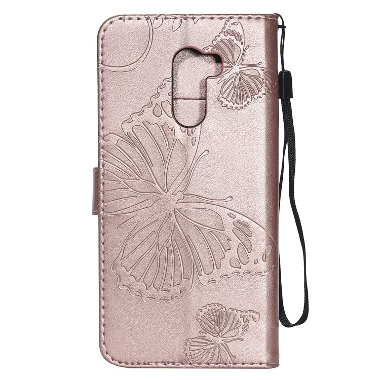 Imprint Butterfly Flower Leather Wallet Magnetic Stand Shell for Xiaomi Pocophone F1 / Poco F1 (India) - Rose Gold-3