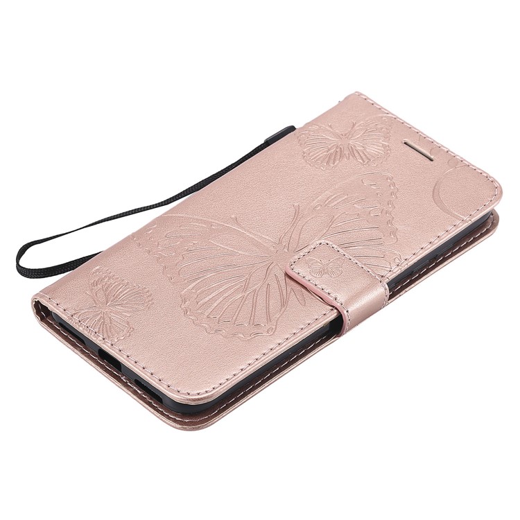 Imprint Butterfly Flower Leather Wallet Magnetic Stand Shell for Xiaomi Pocophone F1 / Poco F1 (India) - Rose Gold-7