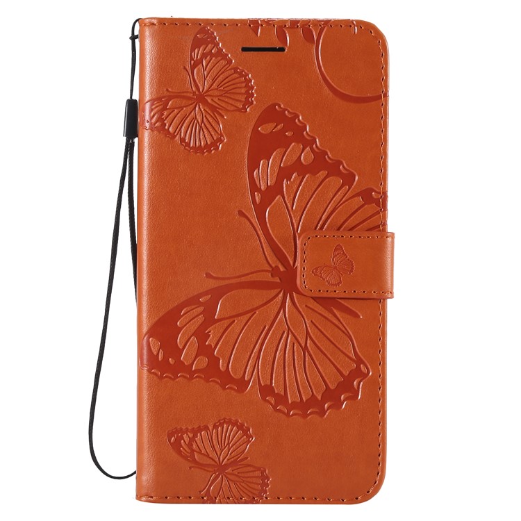Imprint Butterfly Flower Leather Wallet Magnetic Stand Casing for Xiaomi Pocophone F1 / Poco F1 (India) - Orange-2