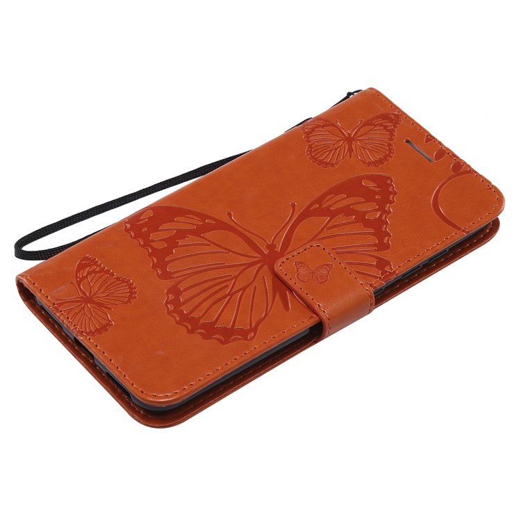 Imprint Butterfly Flower Leather Wallet Magnetic Stand Casing for Xiaomi Pocophone F1 / Poco F1 (India) - Orange-5
