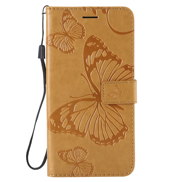 Imprint Butterfly Flower Leather Wallet Magnetic Stand Cell Phone Cover for Xiaomi Pocophone F1 / Poco F1 (India) - Yellow-2