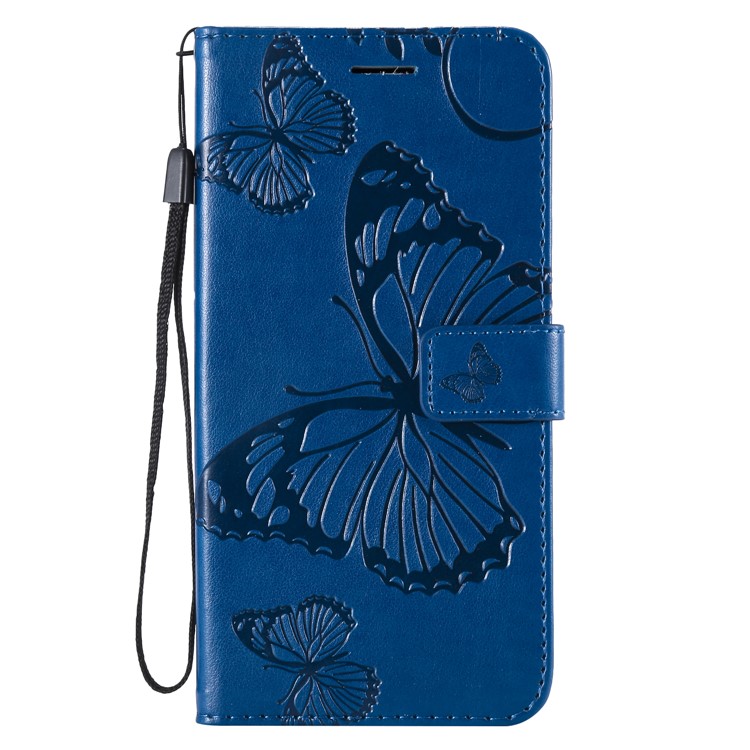 Imprint Butterfly Flower Leather Wallet Magnetic Stand Protective Cover for Xiaomi Pocophone F1 / Poco F1 (India) - Blue-2