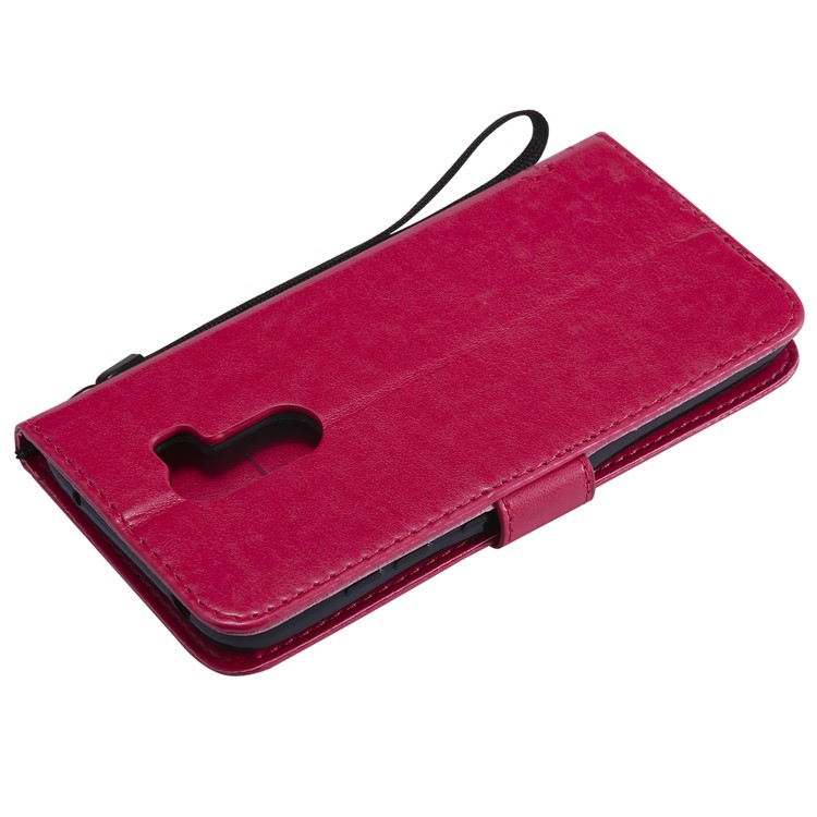 Imprint Cat and Tree Wallet Stand PU Leather Casing with Lanyard for Xiaomi Pocophone F1 / Poco F1 (India) - Rose-6