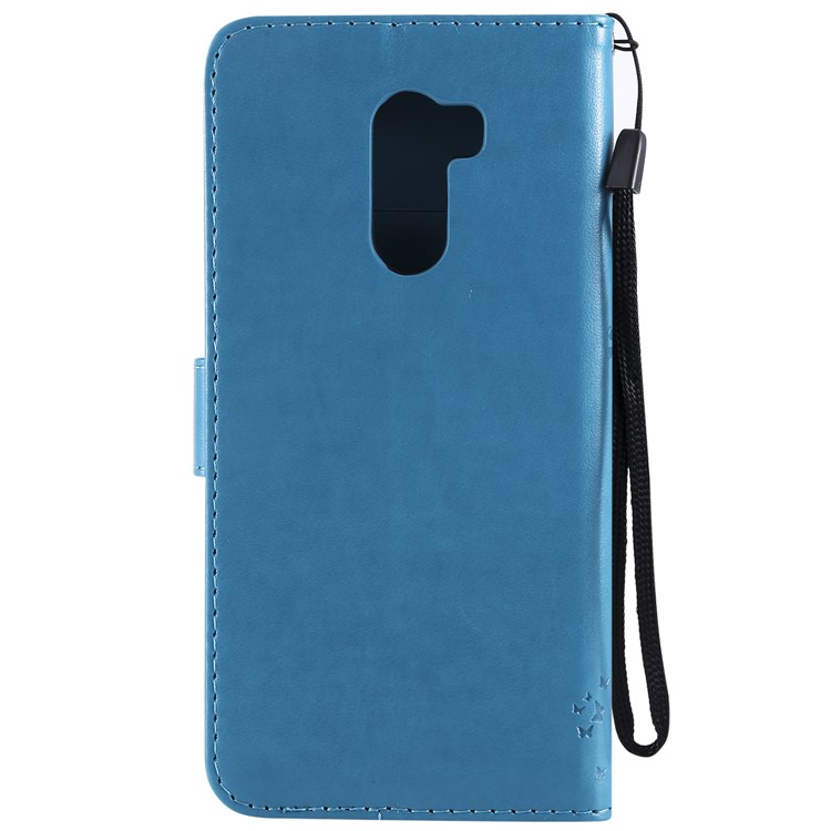 Imprint Cat and Tree Wallet Stand PU Leather Cell Phone Shell for Xiaomi Pocophone F1 / Poco F1 (India) - Blue-3