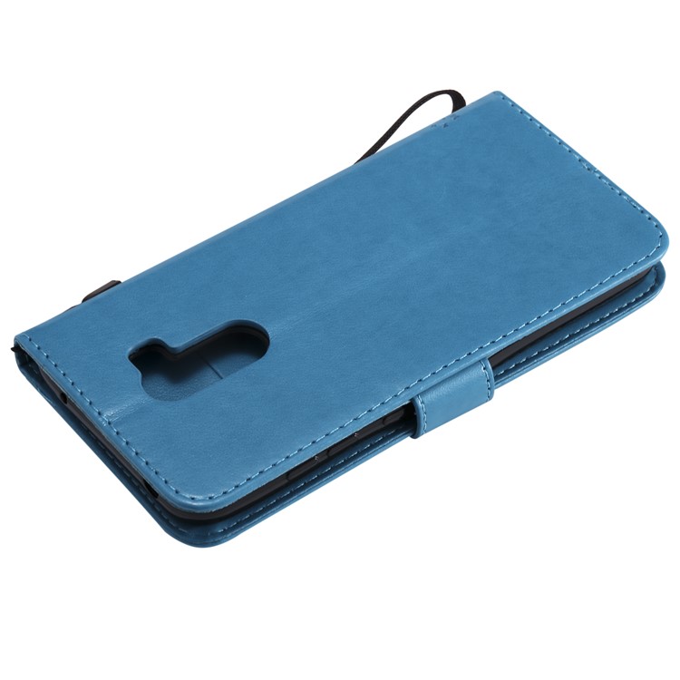 Imprint Cat and Tree Wallet Stand PU Leather Cell Phone Shell for Xiaomi Pocophone F1 / Poco F1 (India) - Blue-6